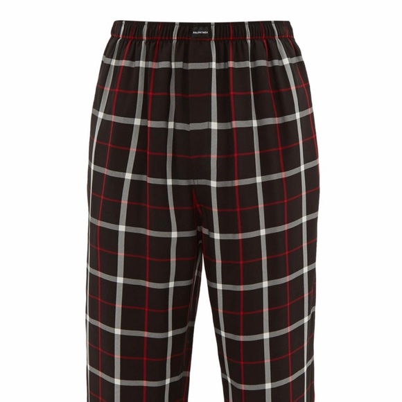 Balenciaga Black/White Check Fluid Pyjama Trousers